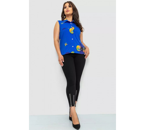 Блуза без рукавов с принтом, цвет синий, 102R068-6.