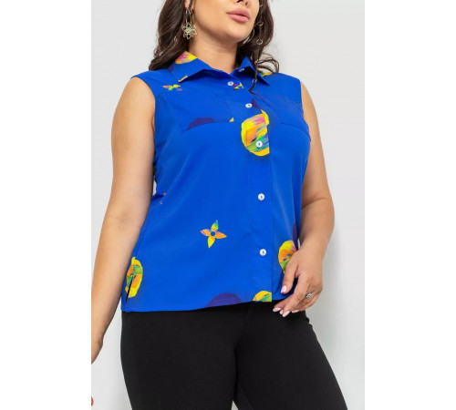 Блуза без рукавов с принтом, цвет синий, 102R068-6.