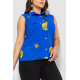 Блуза без рукавов с принтом, цвет синий, 102R068-6.