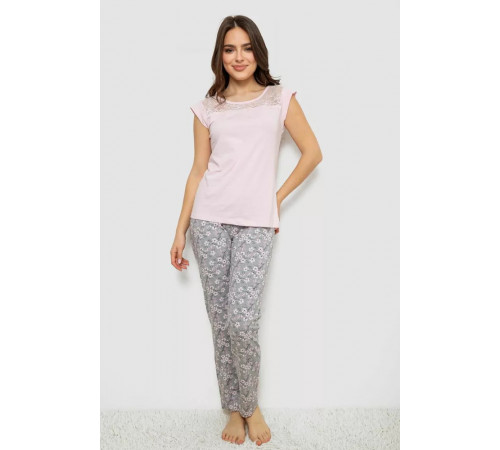 Женская пижама с принтом, цвет розовый, 243R1484-004.