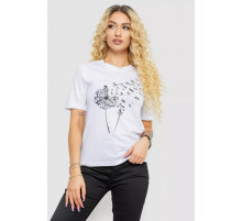 Жіноча футболка з принтом, колір білий, 241R127
