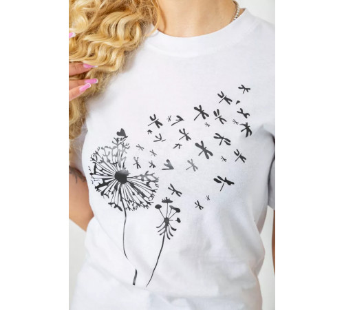 Жіноча футболка з принтом, колір білий, 241R127