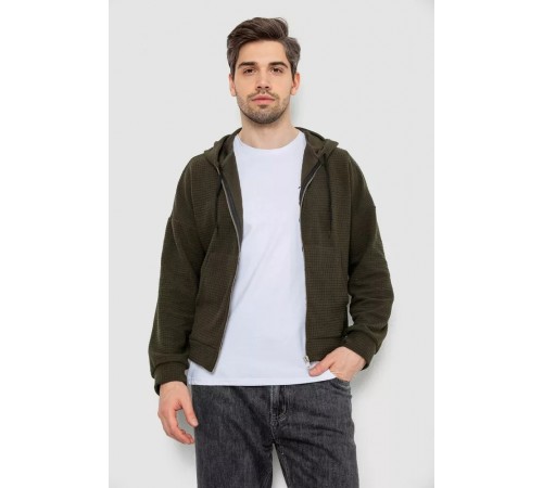 Кофта чоловіча на блискавці з капюшоном, колір хакі, 238R103-1 Кофта чоловіча на блискавці з капюшоном, колір хакі, 238R103-1