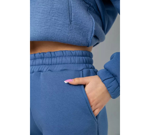 Спортивний костюм жіночий на флісі, колір джинс, 102R7711