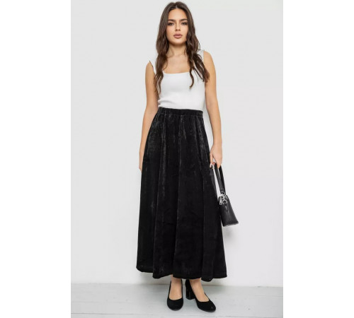 Спідниця оксамитова годе, колір чорний, 167R375-1