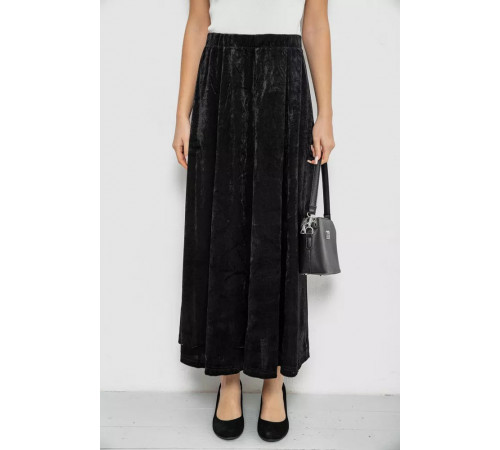 Спідниця оксамитова годе, колір чорний, 167R375-1