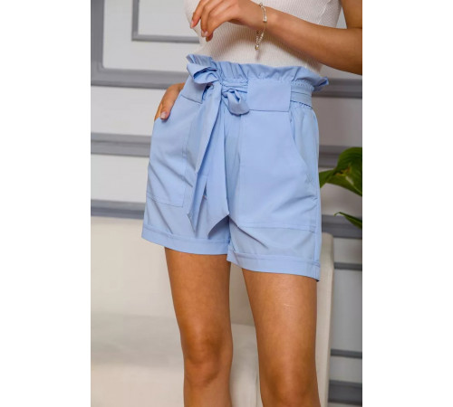 Женские шорты на резинке, с поясом, цвет Голубой, 102R305