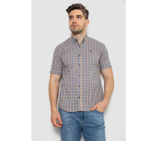Рубашка мужская в клетку, цвет бежевый, 214R2445-6