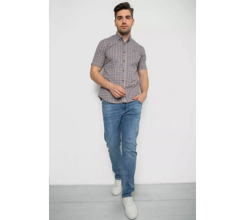 Рубашка мужская в клетку, цвет бежевый, 214R2445-6