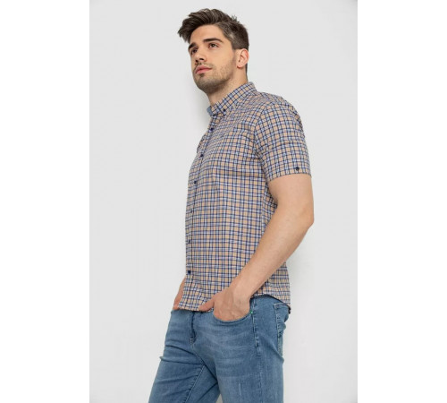 Рубашка мужская в клетку, цвет бежевый, 214R2445-6