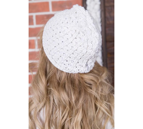 Женская однотонная шапка, молочного цвета, 167R010