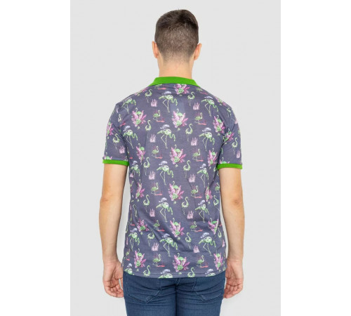 Поло чоловіче з принтом, колір сіро-зелений, 247R312