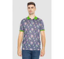 Поло чоловіче з принтом, колір сіро-зелений, 247R312