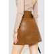 Юбка из экокожи с поясом, цвет коричневый, 186R6612.