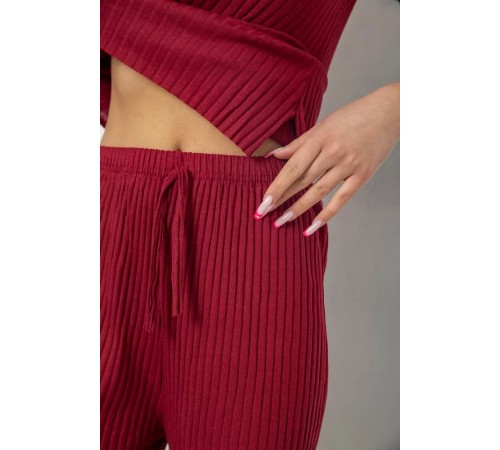 Костюм женский в рубчик повседневный, цвет бордовый, 238R57416. Костюм женский в рубчик повседневный, цвет бордовый, 238R57416.