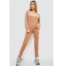 Спорт костюм женский велюровый, цвет бежевый, 102R272