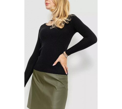 Кофта жіноча в рубчик, колір чорний, 204R037