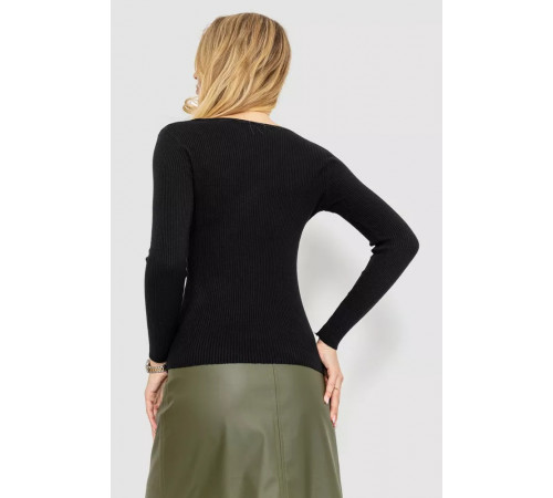 Кофта жіноча в рубчик, колір чорний, 204R037