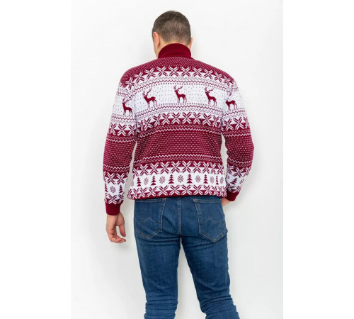 Свитер-гольф мужской, цвет бордово-белый, 161R712-1.