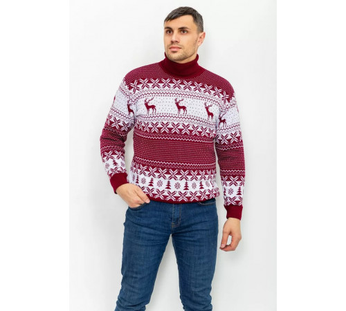 Свитер-гольф мужской, цвет бордово-белый, 161R712-1.