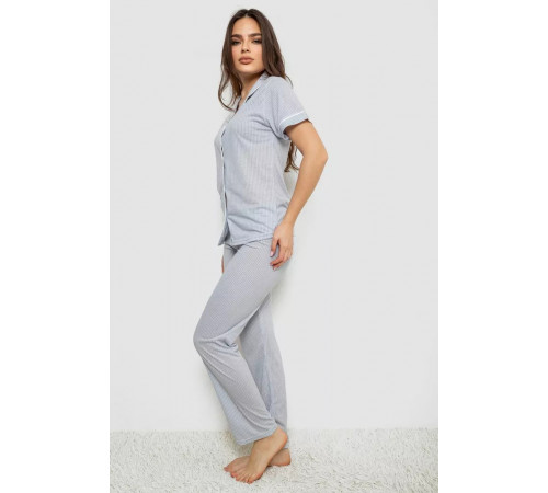 Жіноча піжама з принтом, колір блакитний, 243R7055