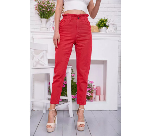 Жіночі прямі джинси МОМ, червоного кольору, 164R2010