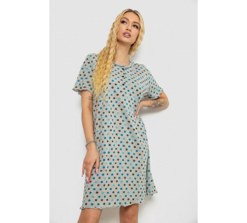 Нічна сорочка в горох, колір сіро-синій, 238R58370