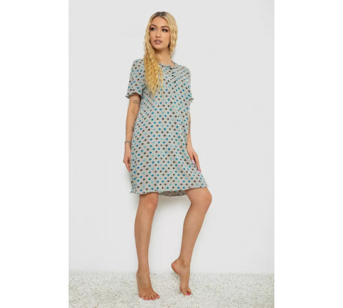 Нічна сорочка в горох, колір сіро-синій, 238R58370