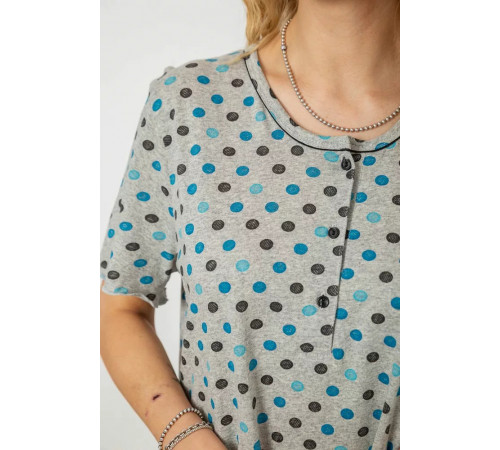 Нічна сорочка в горох, колір сіро-синій, 238R58370