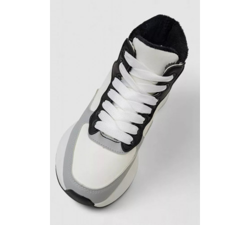 Кроссовки женские зимние на меху, цвет бело-серый, 248RXM19-86