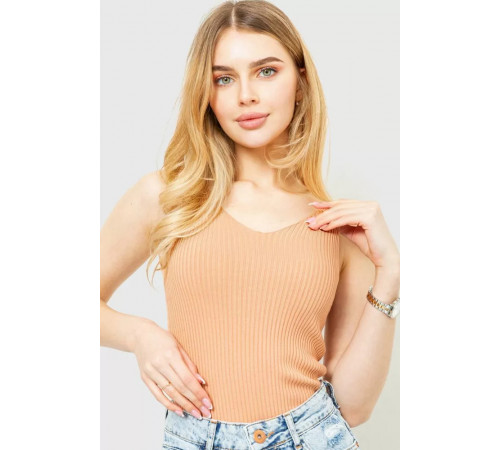 Майка жіноча в рубчик 204R022, колір світло-коричневий, 204R028