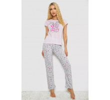 Піжама жіноча з принтом, колір рожевий, 243R7077
