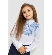 Блуза для девочек нарядная, цвет бело-синий, 172R025.