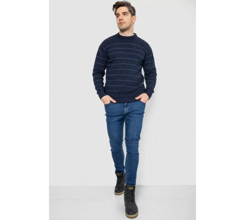 Свитер мужской в полоску, цвет темно-синий, 161R1057