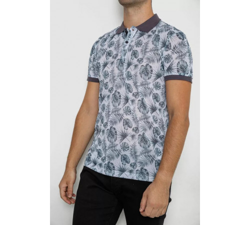 Поло чоловіче з принтом, колір біло-зелений, 247R311