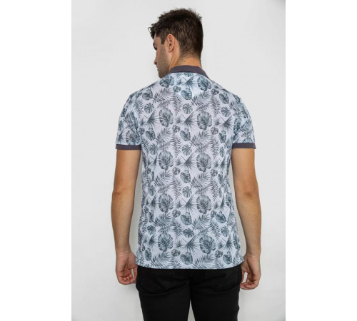 Поло чоловіче з принтом, колір біло-зелений, 247R311