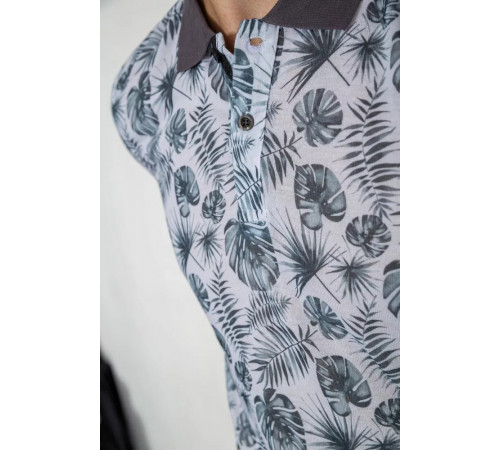 Поло чоловіче з принтом, колір біло-зелений, 247R311