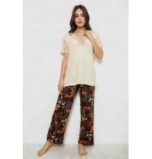 Піжама жіноча з принтом, колір жовтий, 243R1600-008