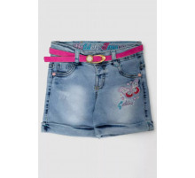 Джинсовые шорты для девочки, цвет темно-голубой, 247R1209