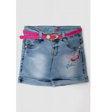 Шорти джинсові для дівчинки, колір темно-блакитний, 247R1209
