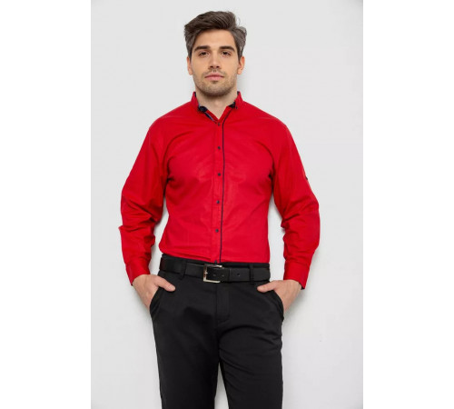 Рубашка мужская с длинным рукавом, цвет красный, 214R16111.