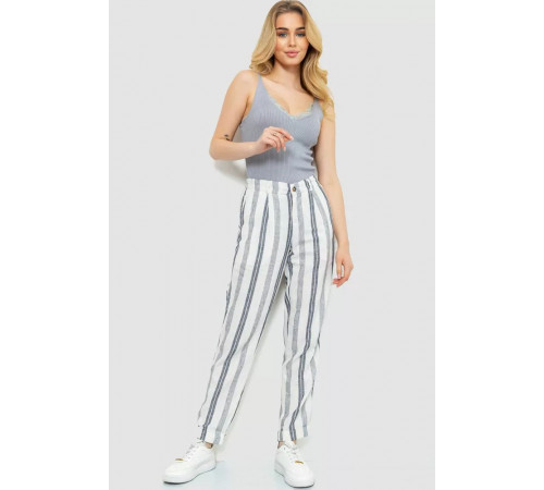 Брюки женские в полоску, цвет молочно-серый, 244R040
