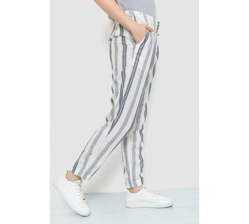 Брюки женские в полоску, цвет молочно-серый, 244R040