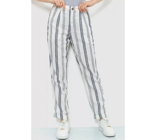Брюки женские в полоску, цвет молочно-серый, 244R040