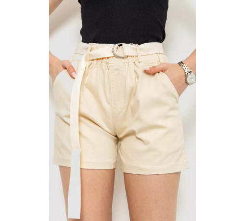 Шорти жіночі з ременем, колір світло-бежевий, 214R639