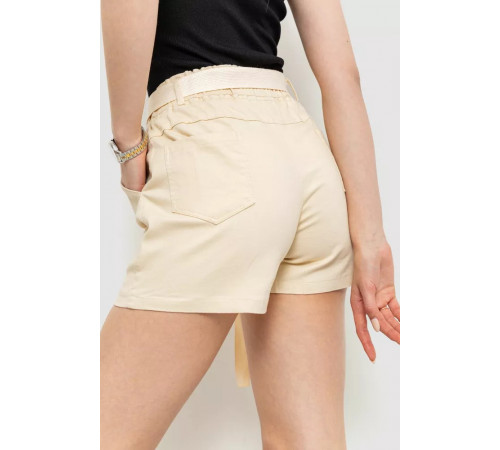 Шорти жіночі з ременем, колір світло-бежевий, 214R639