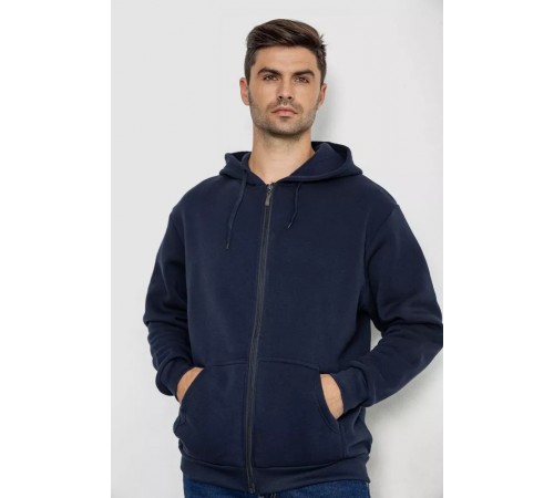 Кофта мужская на флисе с капюшоном, цвет темно-синий, 244R2493. Кофта мужская на флисе с капюшоном, цвет темно-синий, 244R2493.