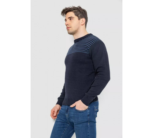 Светр чоловічий в смужку, колір темно-синій, 161R1029