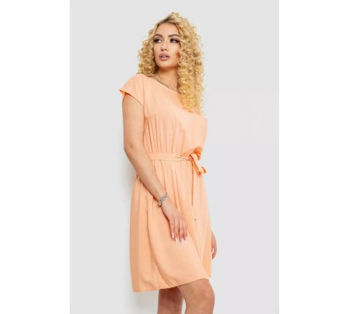 Платье однотонное, цвет персиковый, 214R0225. Платье однотонное, цвет персиковый, 214R0225.