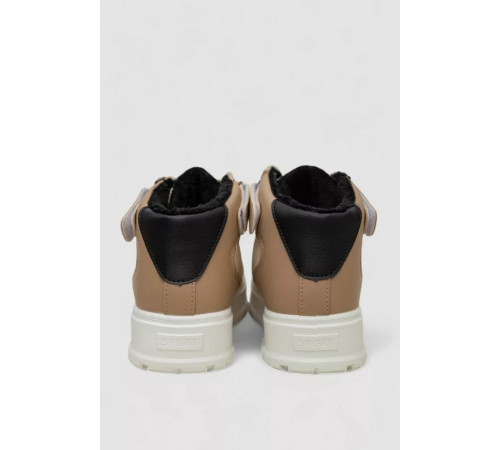 Кросівки жіночі зимові на хутрі, колір бежево-чорний, 248RMB04-93